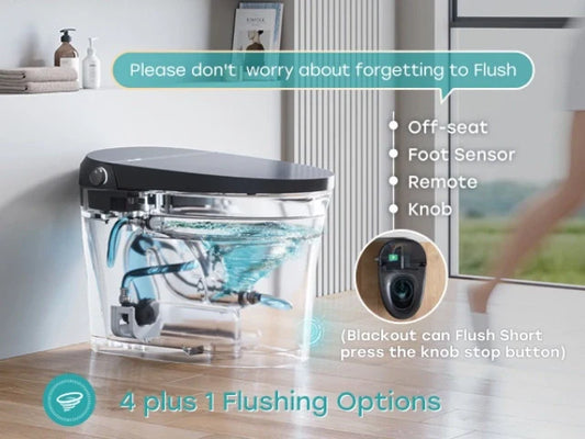 HOROW T36: Black Toilet with Pump Assisted and Dual Flush System – The Future of Bathroom Innovation