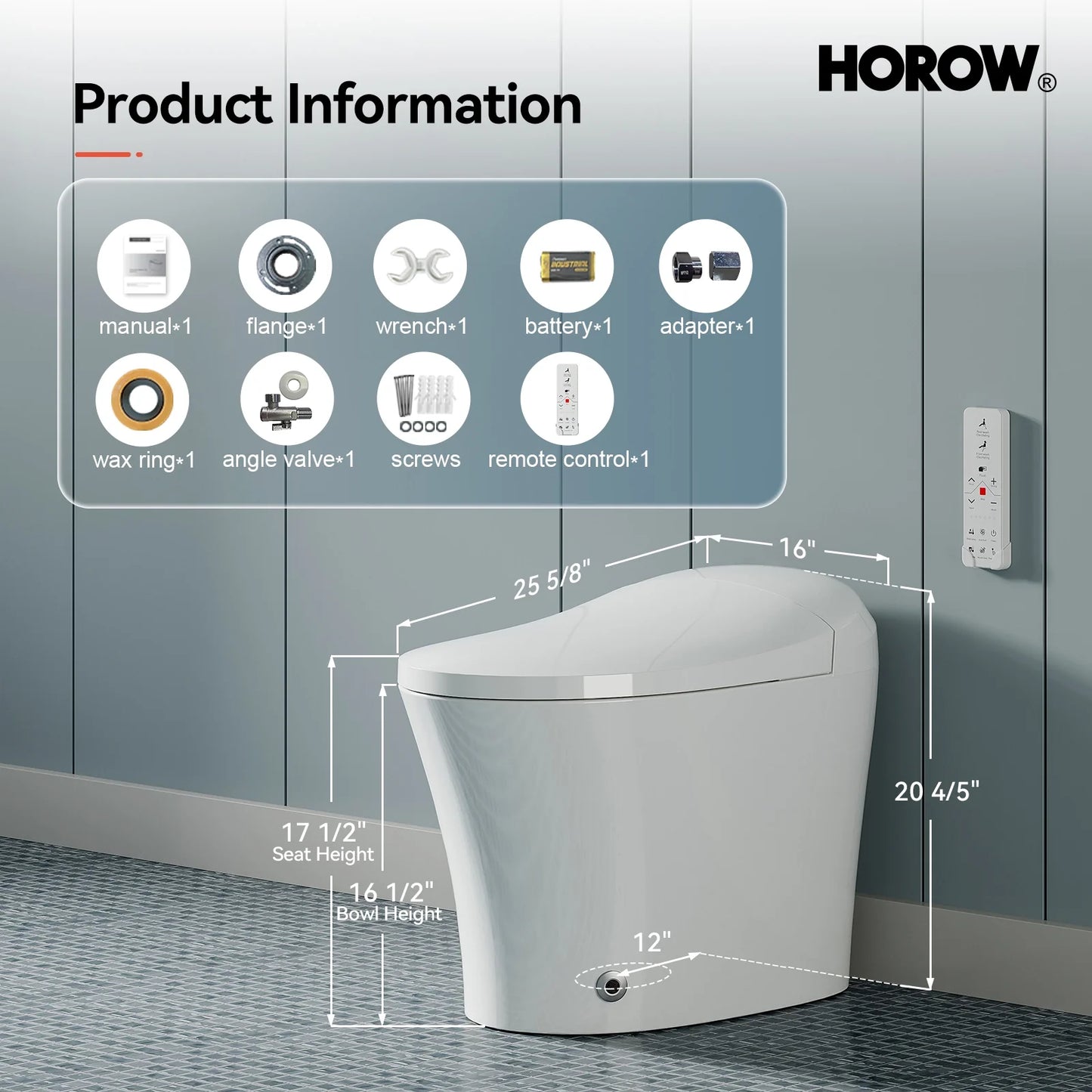 Tankless Bidet Toilet with ADA Compliant for 12 Inch Rough In Model T16A