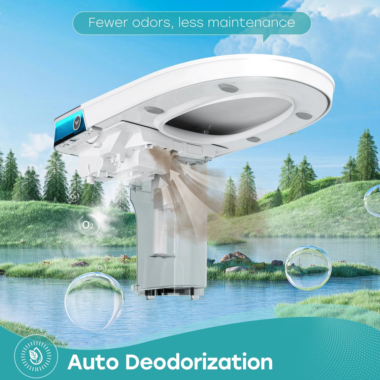 Bathroom Toilet with Bidet and Power Outage Flush for 12 Inch Rough In Model T38D