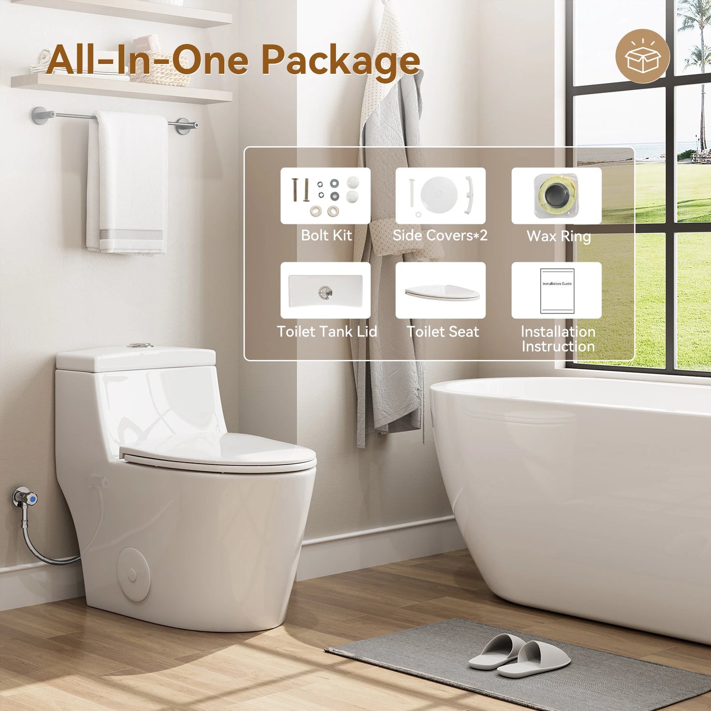 HOROW Comfort Height Toilet with Low Tank and Dual Flush Model HR-T0280W