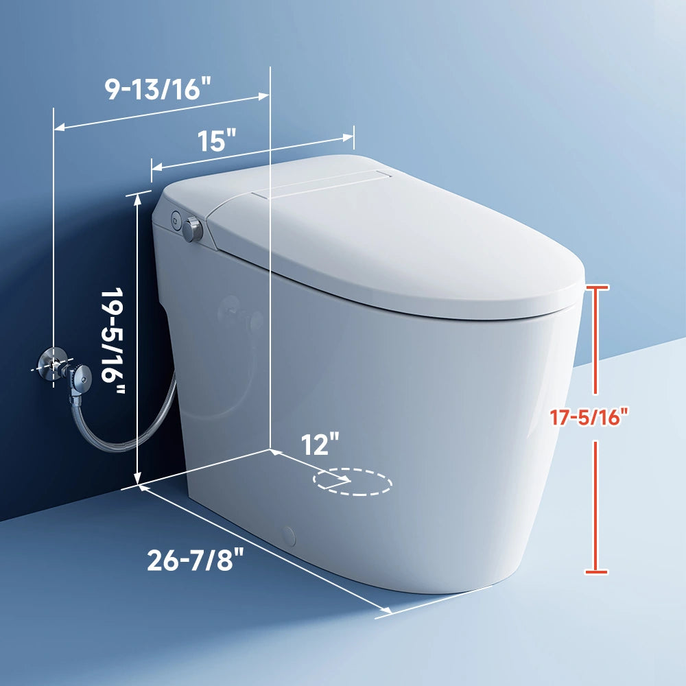 HOROW T30 Pressure Assist Toilet with Non-Electric Bidet Seat & ADA Height