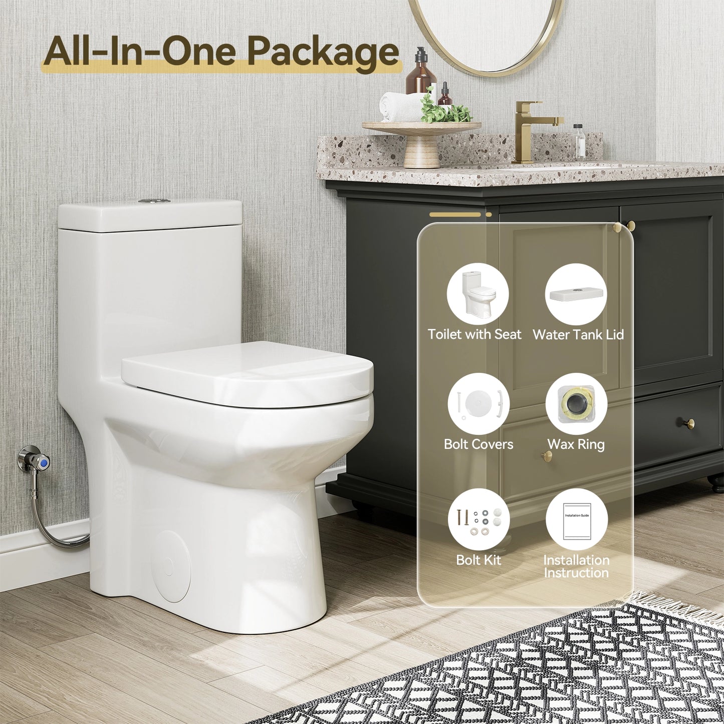 HOROW 8733-10 Compact Toilet with Dual Flush for 10 Inch Rough In