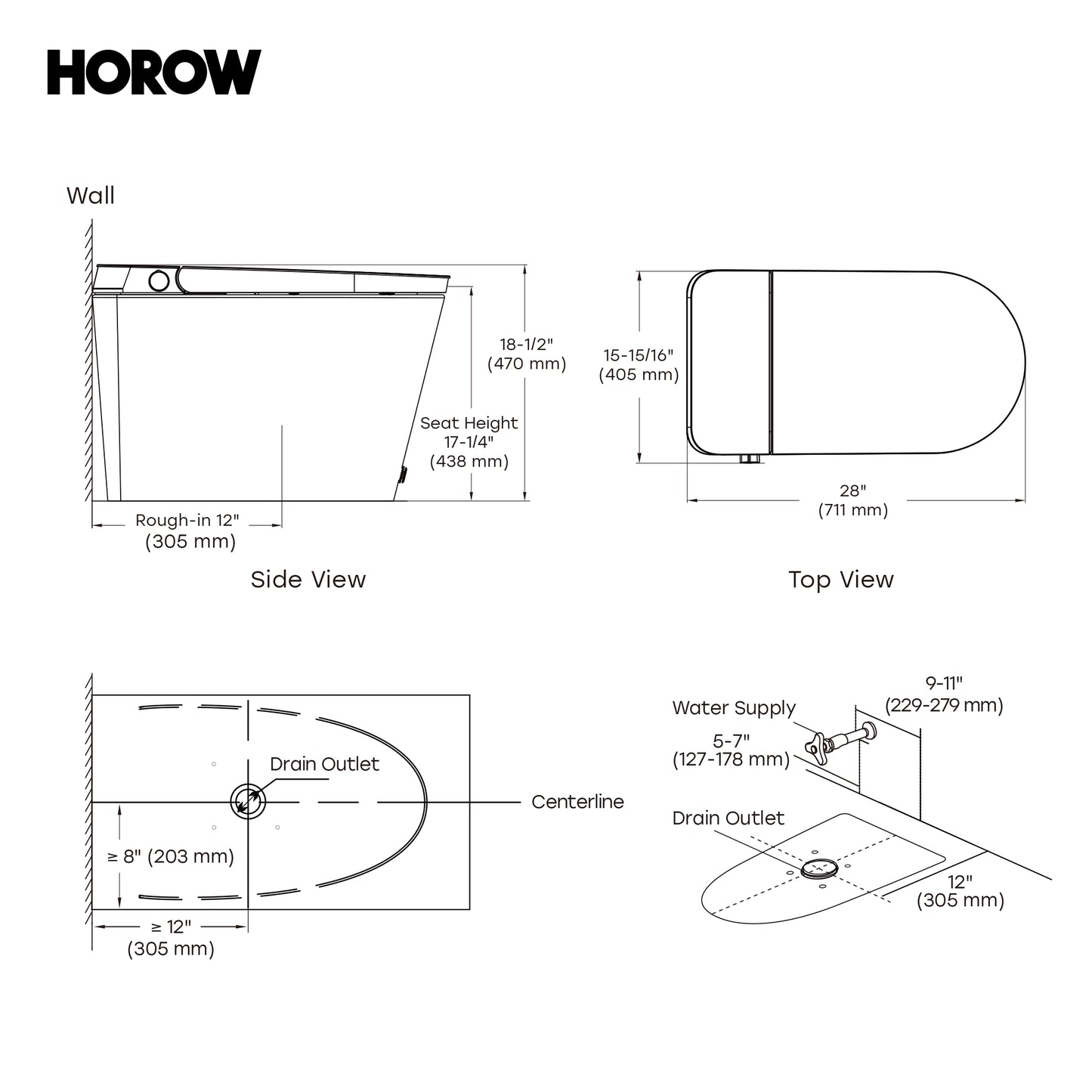 HOROW N30 Non-Electric Bidet Toilet Canada | Tankless Design with ADA Comfort Height