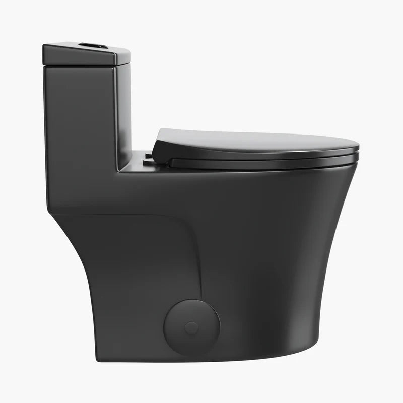 Matte Black Toilet with Quick Release Seat for 12 Inch Rough In Model T0338B