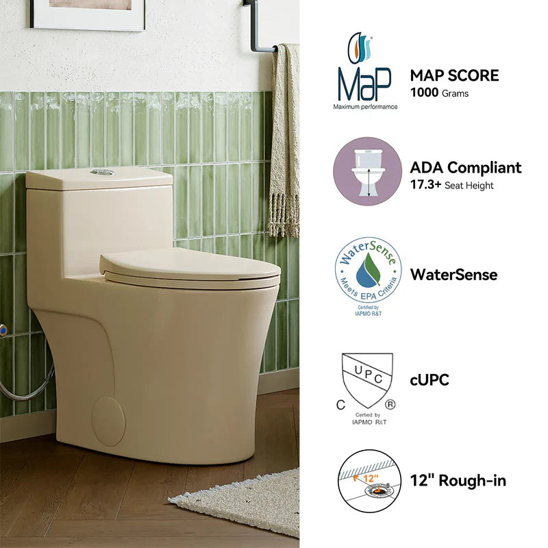 Biscuit Color Toilet with Dual Flush and Comfort Chair Seat Model T0338BC