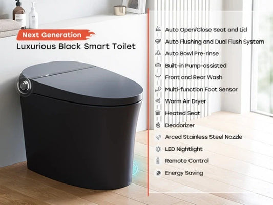 Black Toilet Canada: HOROW T36 Smart Toilet with Automatic Deodorization
