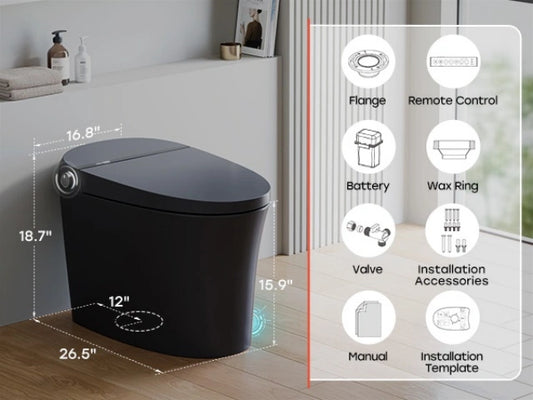 Black Toilet Canada: HOROW T36 Smart Toilet with Bidet Toilet Seat