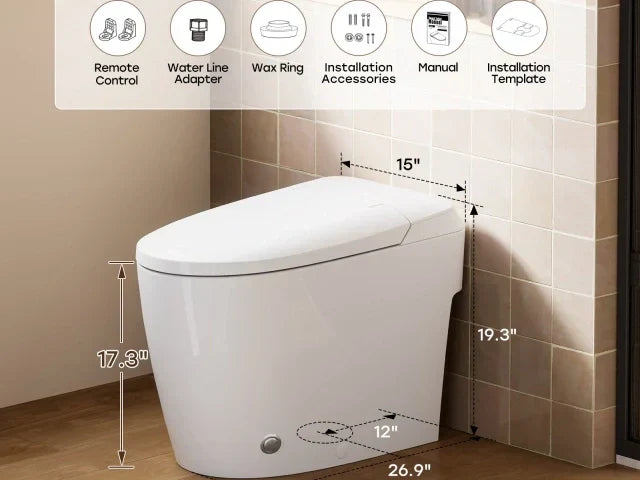 HOROW T30 Pressure Assist Toilet with Non-Electric Bidet Seat: Powerful Flush & Eco-Friendly Hygiene