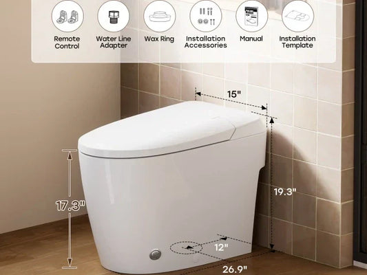 HOROW T30 Pressure Assist Toilet with Non-Electric Bidet Seat: Powerful Flush & Eco-Friendly Hygiene