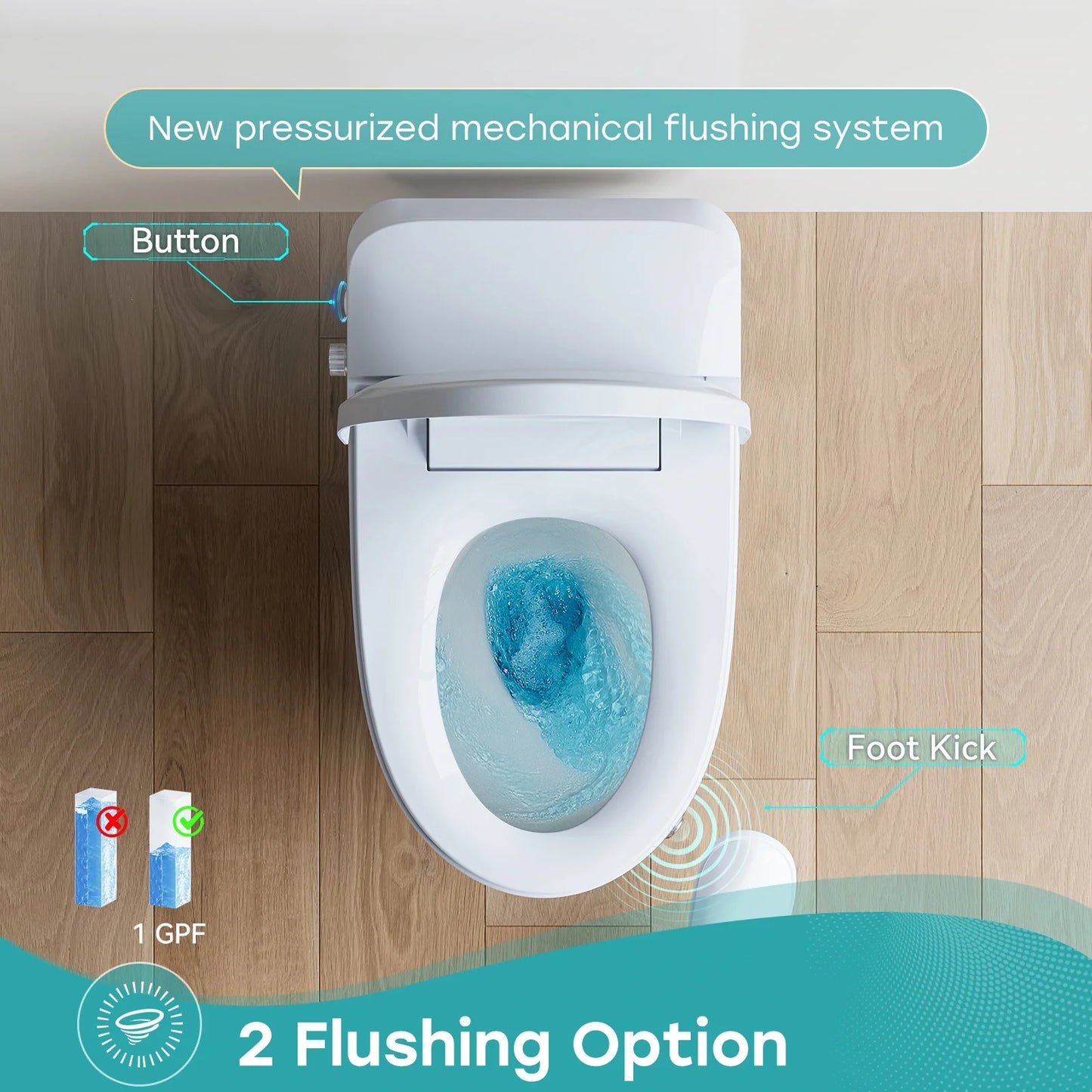 Pressure Assist Toilet with Non Electric Bidet Toilet Seat for 12 Inch Rough In Model T30