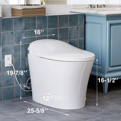 Tankless Smart Toilet with ADA and Elongated Heated Seat for 12 Inch Rough In Model T10A