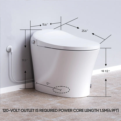 Tankless Toilet with Cold Water Wash and ADA for 12 Inch Rough In Model T15A