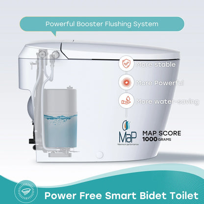 Pressure Assist Toilet with Non Electric Bidet Toilet Seat for 12 Inch Rough In Model T30
