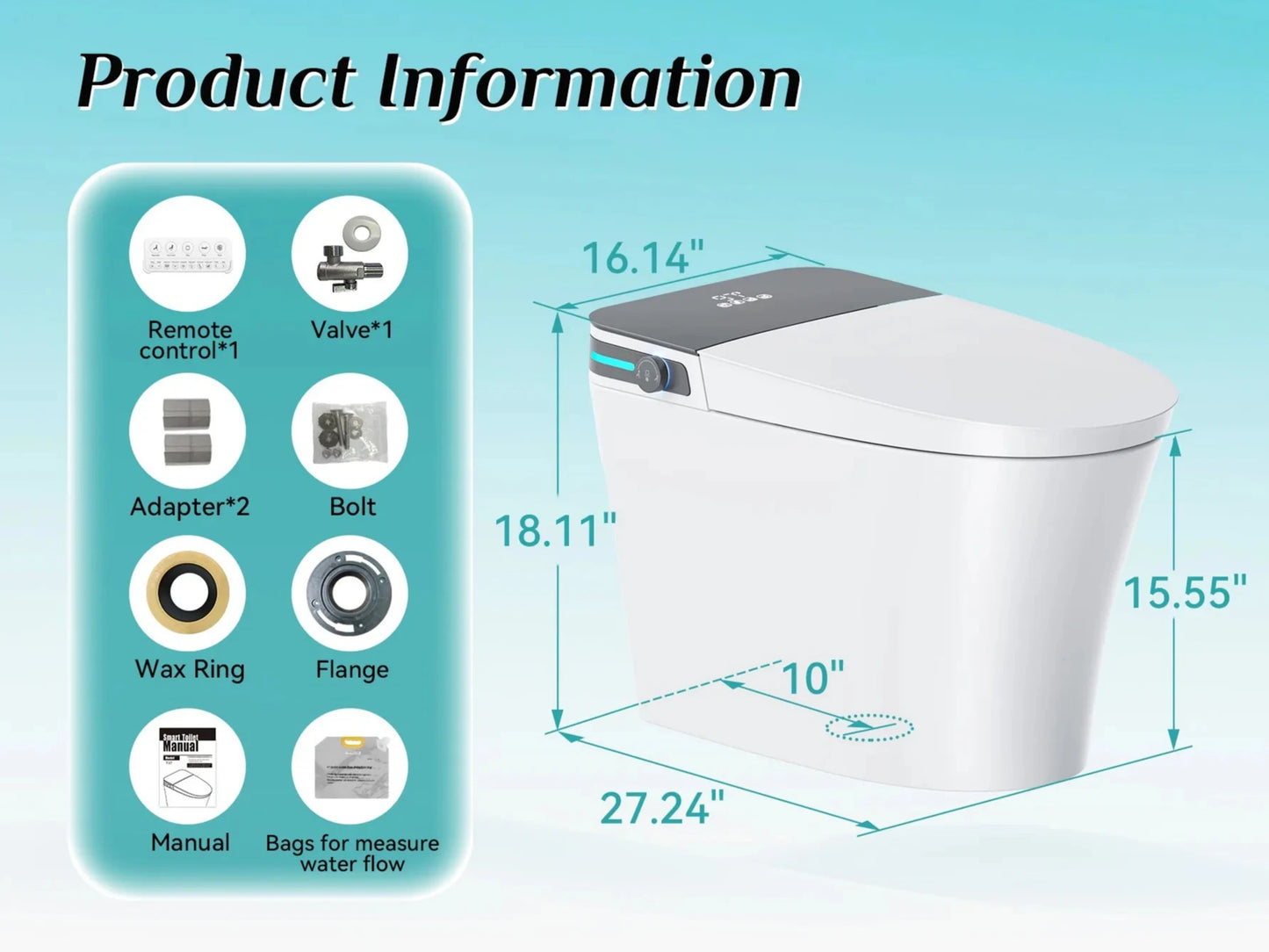 10 Inch Rough In Toilet with Bidet Toilet Seat Model T37