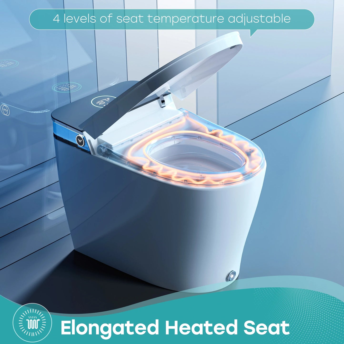 Smart Toilet with Bidet Toilet Seat and Night Light for 12 Inch Rough In Model T38