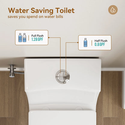 HOROW Comfort Height Toilet with Low Tank and Dual Flush Model HR-T0280W