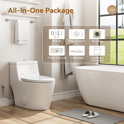 HOROW Comfort Height Toilet with Low Tank and Dual Flush Model HR-T0280W