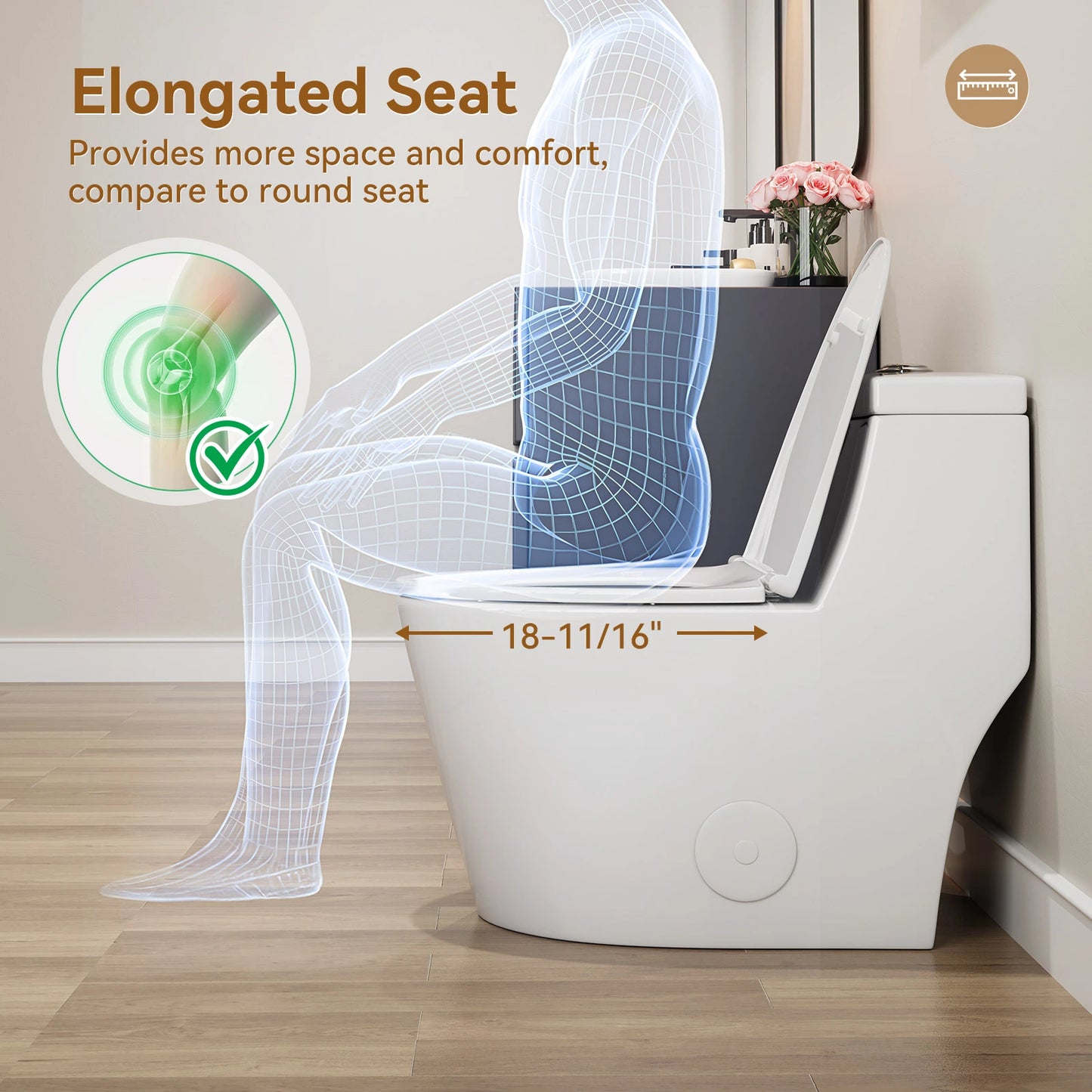 HOROW Comfort Height Toilet with Low Tank and Dual Flush Model HR-T0280W