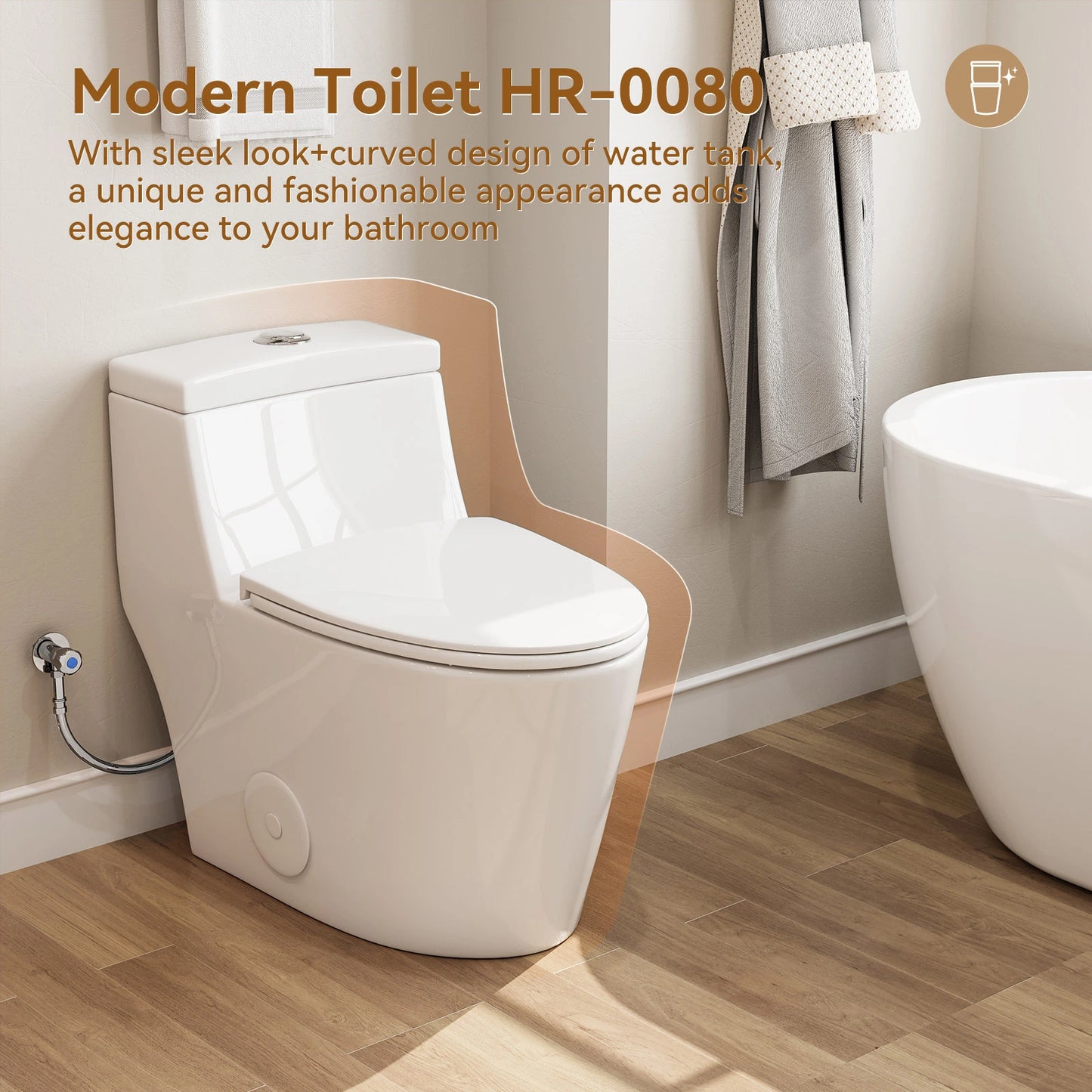 HOROW Comfort Height Toilet with Low Tank and Dual Flush Model HR-T0280W