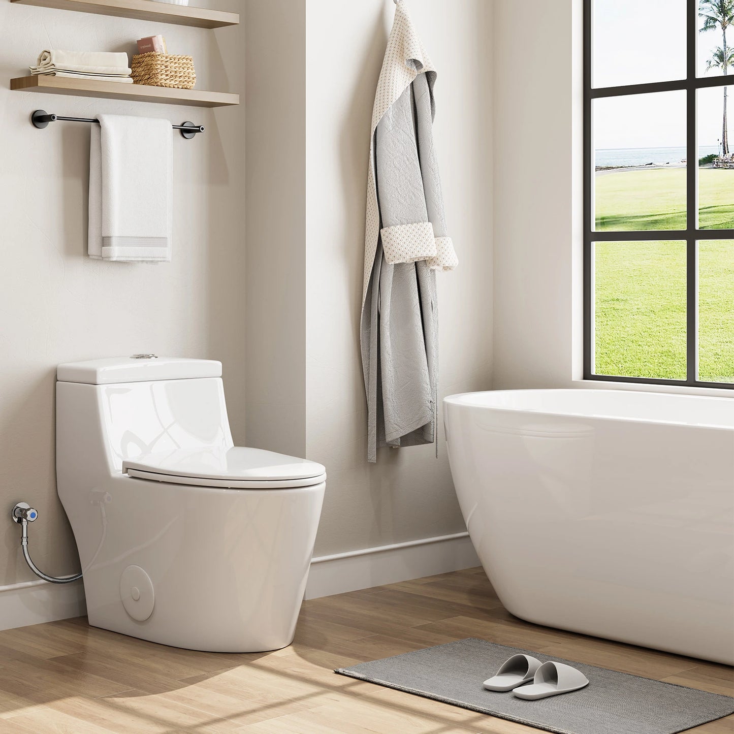HOROW Comfort Height Toilet with Low Tank and Dual Flush Model HR-T0280W