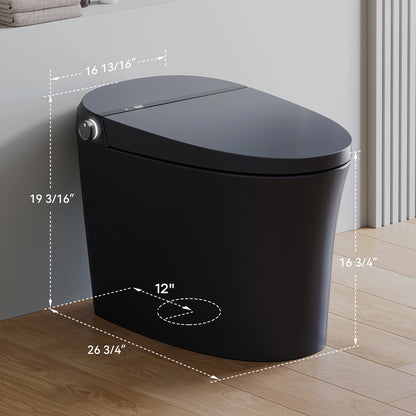 HOROW T36 Black Smart Toilet Tankless Design with Pump & Dual Flush Power-Off Flushing