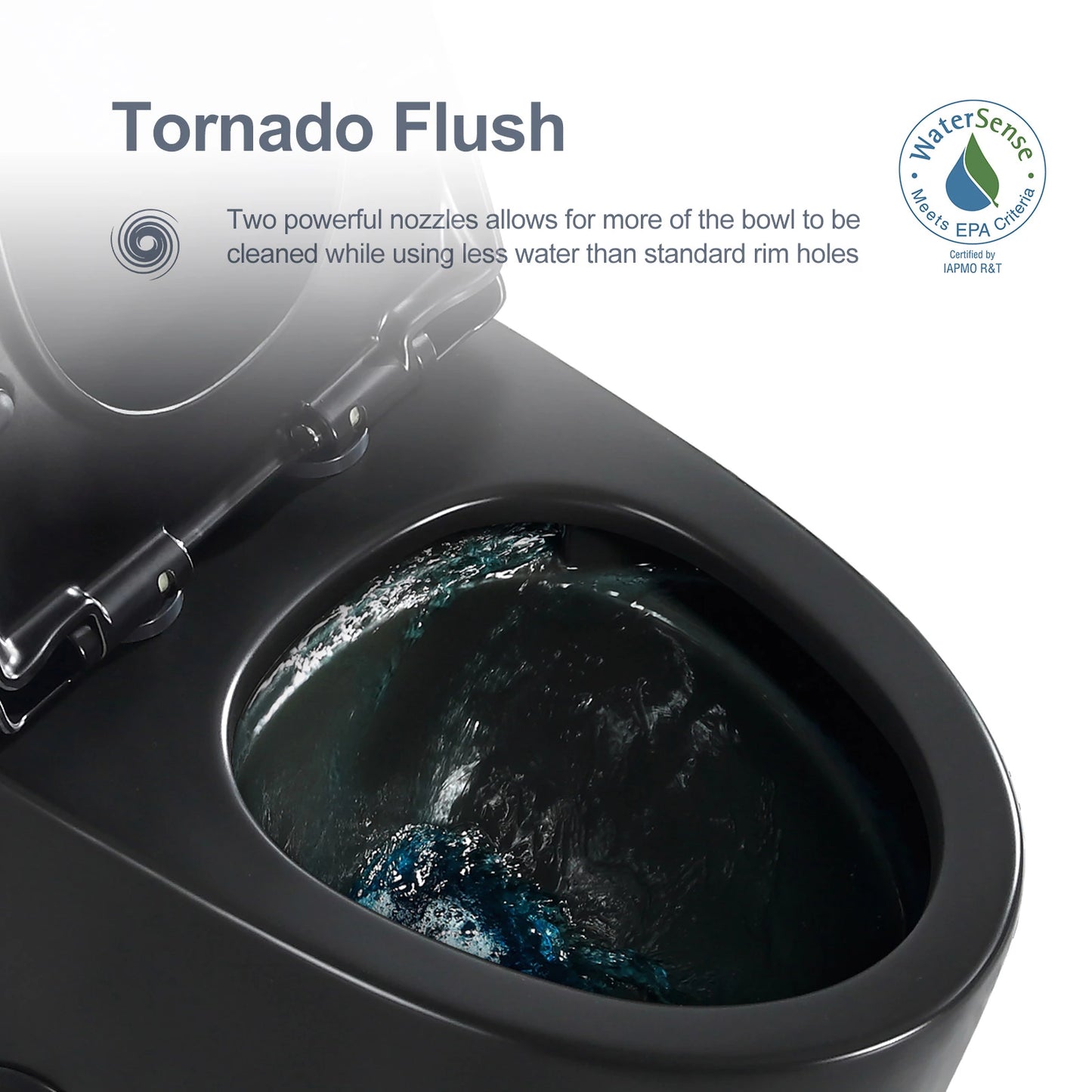 HOROW Matte Black Toilet with Low Tank and Dual Flush Model HR-T0280B