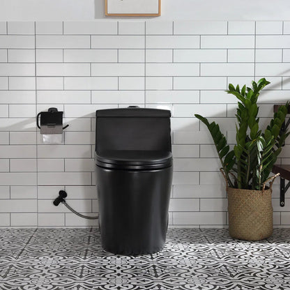 HOROW Matte Black Toilet with Low Tank and Dual Flush Model HR-T0280B