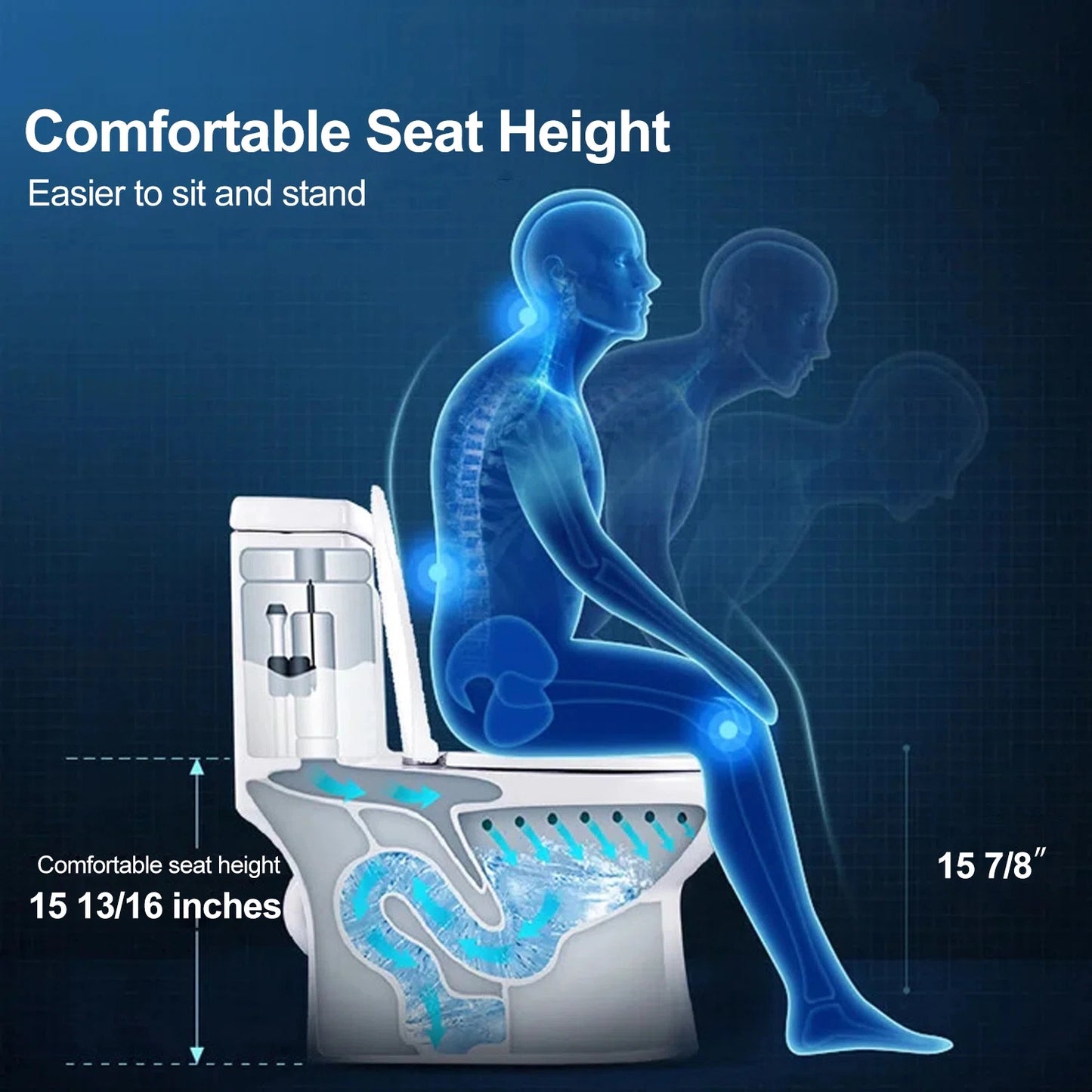 HOROW Comfort Height Toilet with Low Tank and Dual Flush Model HR-T0280W