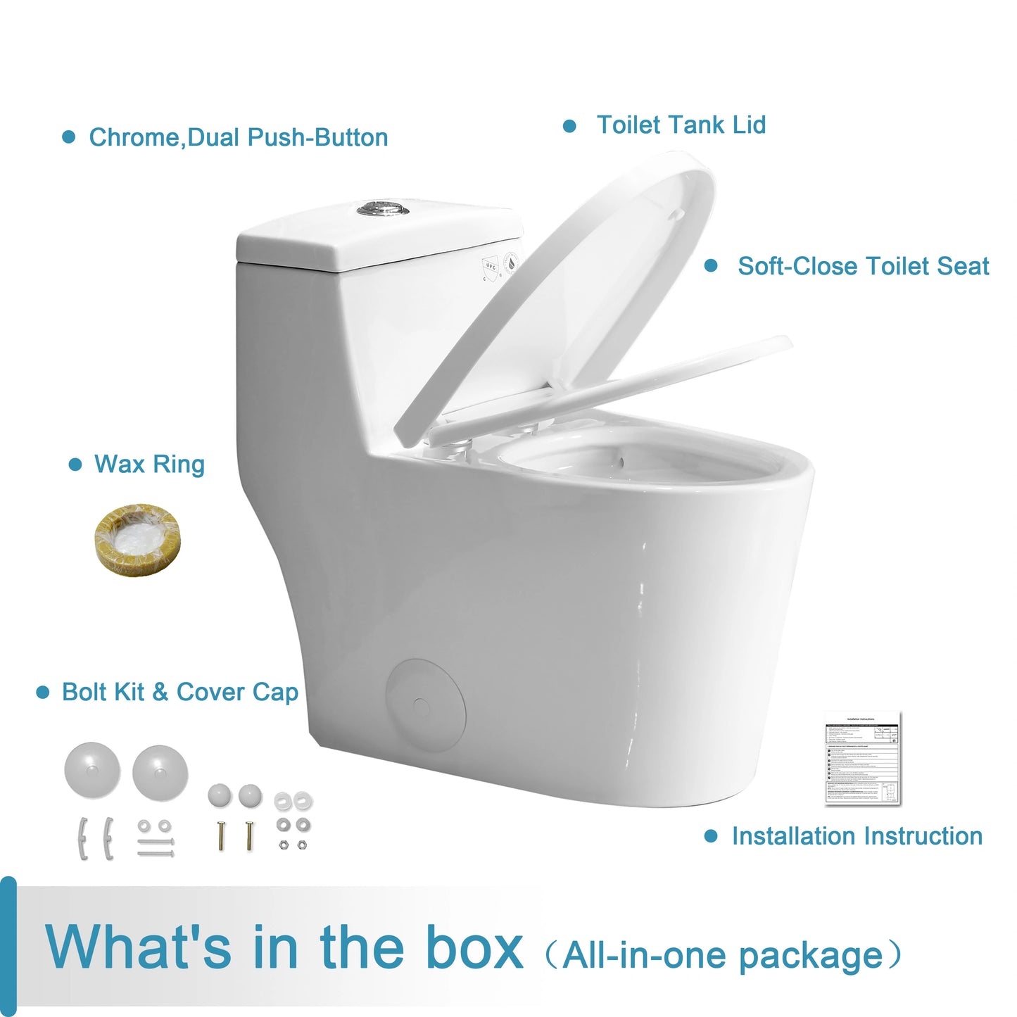 HOROW Comfort Height Toilet with Low Tank and Dual Flush Model HR-T0280W