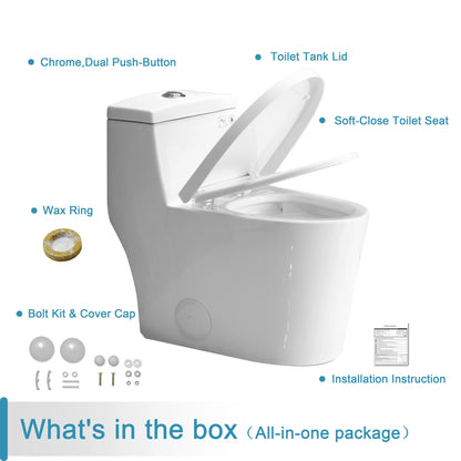 HOROW Comfort Height Toilet with Low Tank and Dual Flush Model HR-T0280W