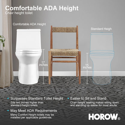 HOROW One Piece Toilet with ADA Heigh Seat Model HWMT-138