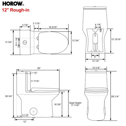 HOROW One Piece Toilet with ADA Heigh Seat Model HWMT-138