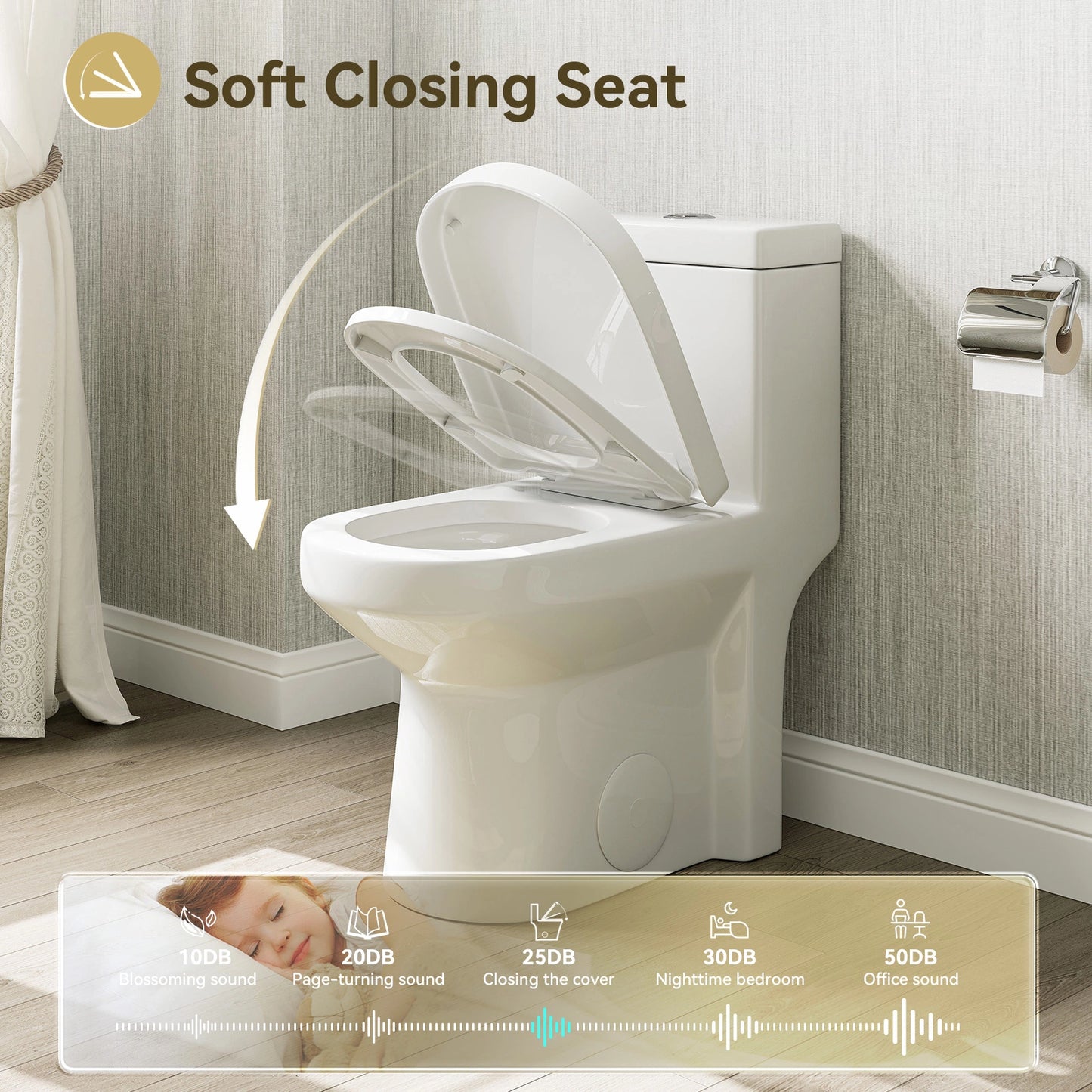 HOROW 8733-10 Compact Toilet with Dual Flush for 10 Inch Rough In