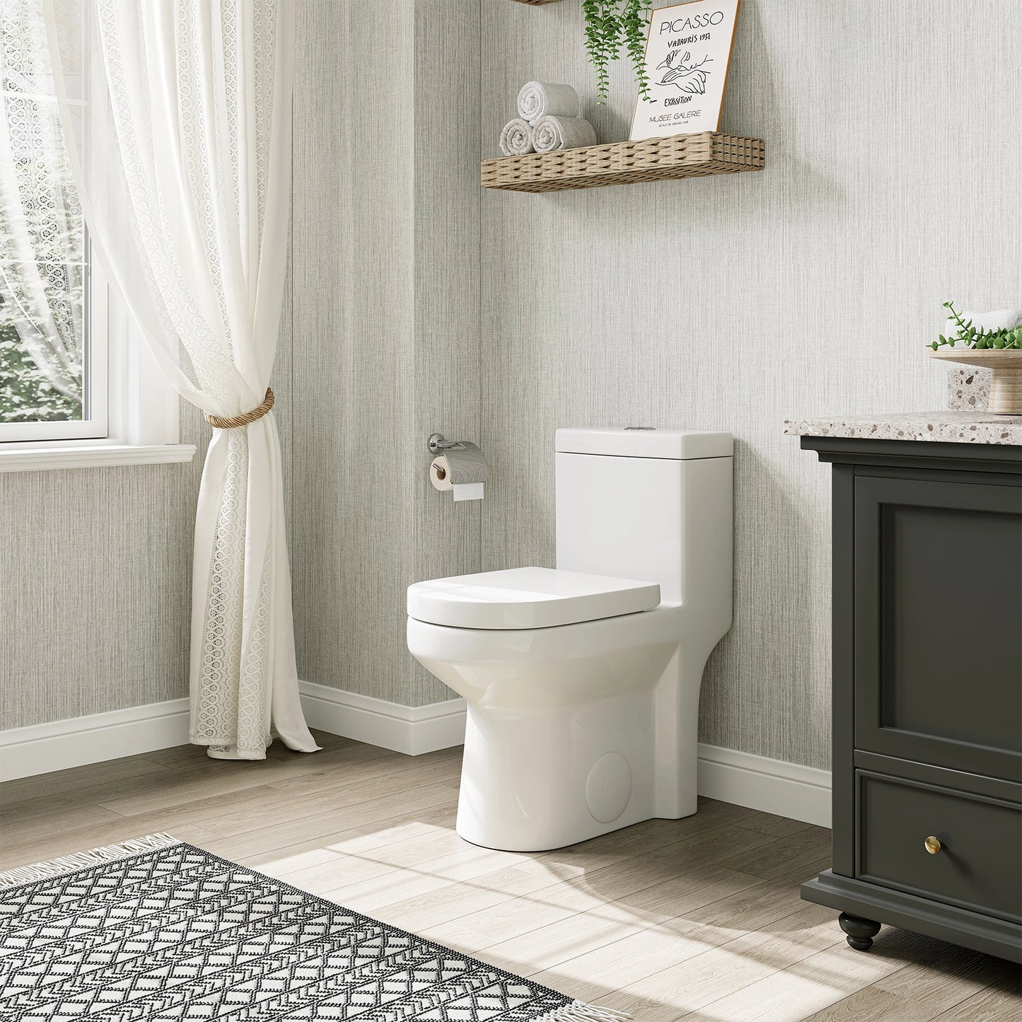 HOROW 8733-10 Compact Toilet with Dual Flush for 10 Inch Rough In