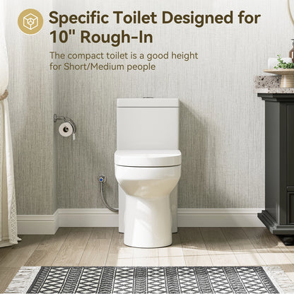 HOROW 8733-10 Compact Toilet with Dual Flush for 10 Inch Rough In