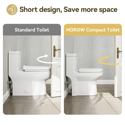 HOROW 8733-10 Compact Toilet with Dual Flush for 10 Inch Rough In
