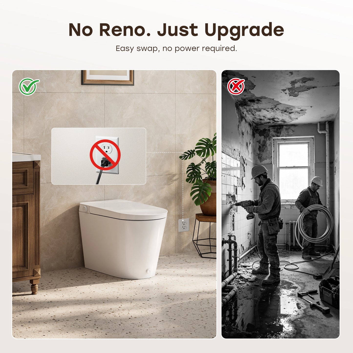 HOROW N30 Non-Electric Bidet Toilet Canada | Tankless Design with ADA Comfort Height