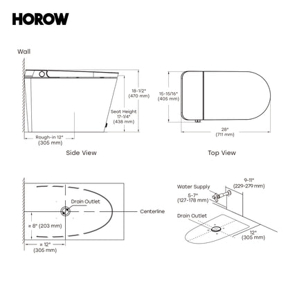 HOROW N30 Non-Electric Bidet Toilet Canada | Tankless Design with ADA Comfort Height