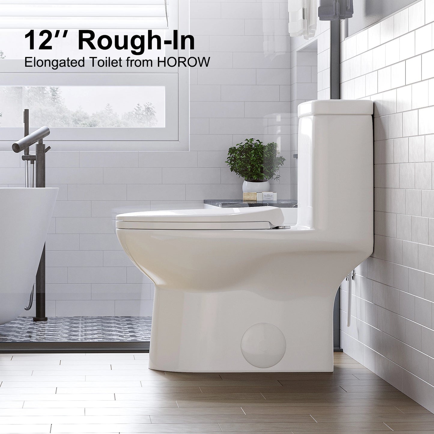 HOROW Elongated One Piece Toilet with Dual Flush Model T0337W