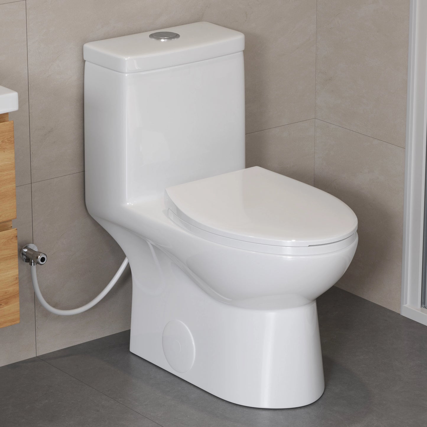 HOROW Elongated One Piece Toilet with Dual Flush Model T0337W