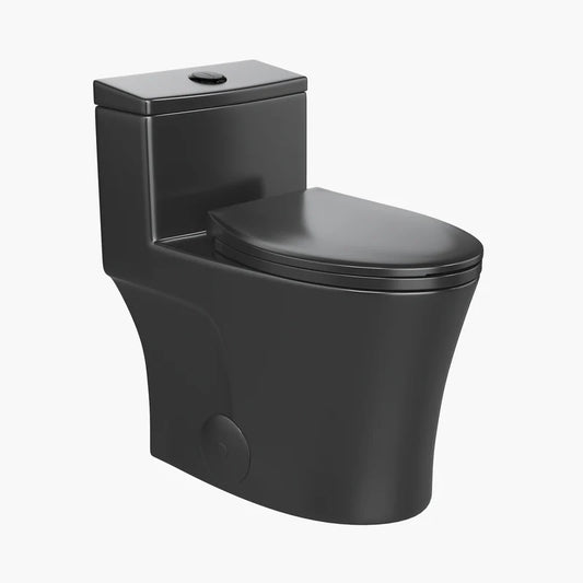 Matte Black Toilet with Quick Release Seat for 12 Inch Rough In Model T0338B