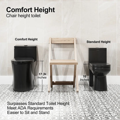 Matte Black Toilet with Quick Release Seat for 12 Inch Rough In Model T0338B