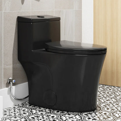 Matte Black Toilet with Quick Release Seat for 12 Inch Rough In Model T0338B