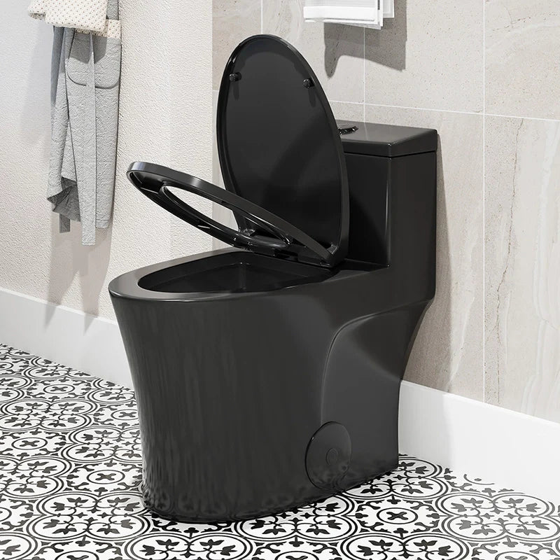 Matte Black Toilet with Quick Release Seat for 12 Inch Rough In Model T0338B