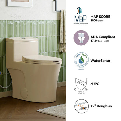 Biscuit Color Toilet with Dual Flush and Comfort Chair Seat Model T0338BC