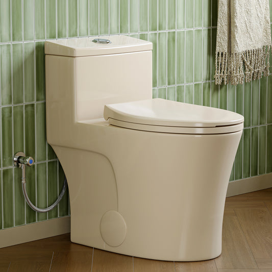 Biscuit Color Toilet with Dual Flush and Comfort Chair Seat Model T0338BC