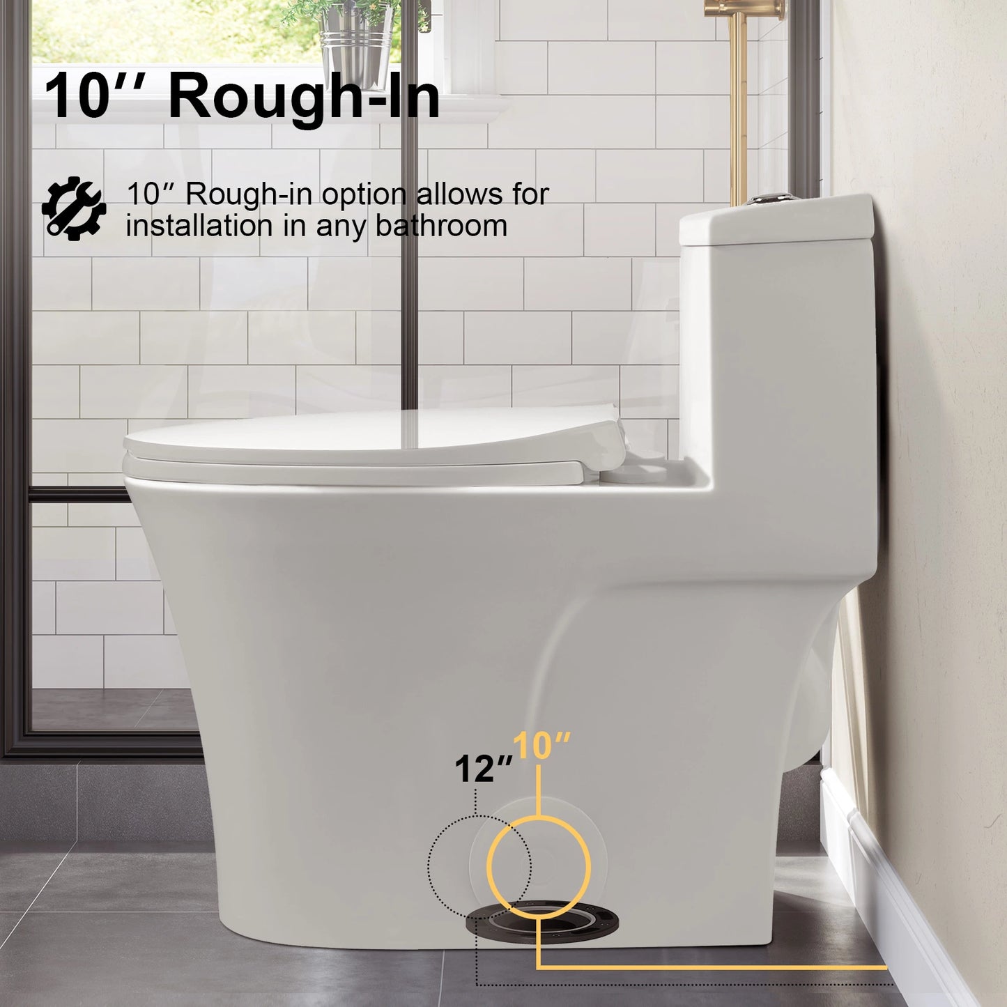 10 Inch Rough in Toilet Canada with Dual Flush Model T0338W-10