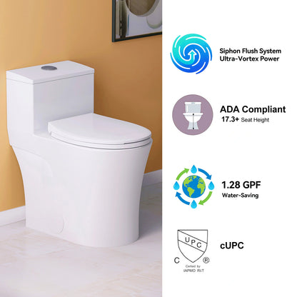 HOROW T0338W One Piece Toilet with Dual Flush