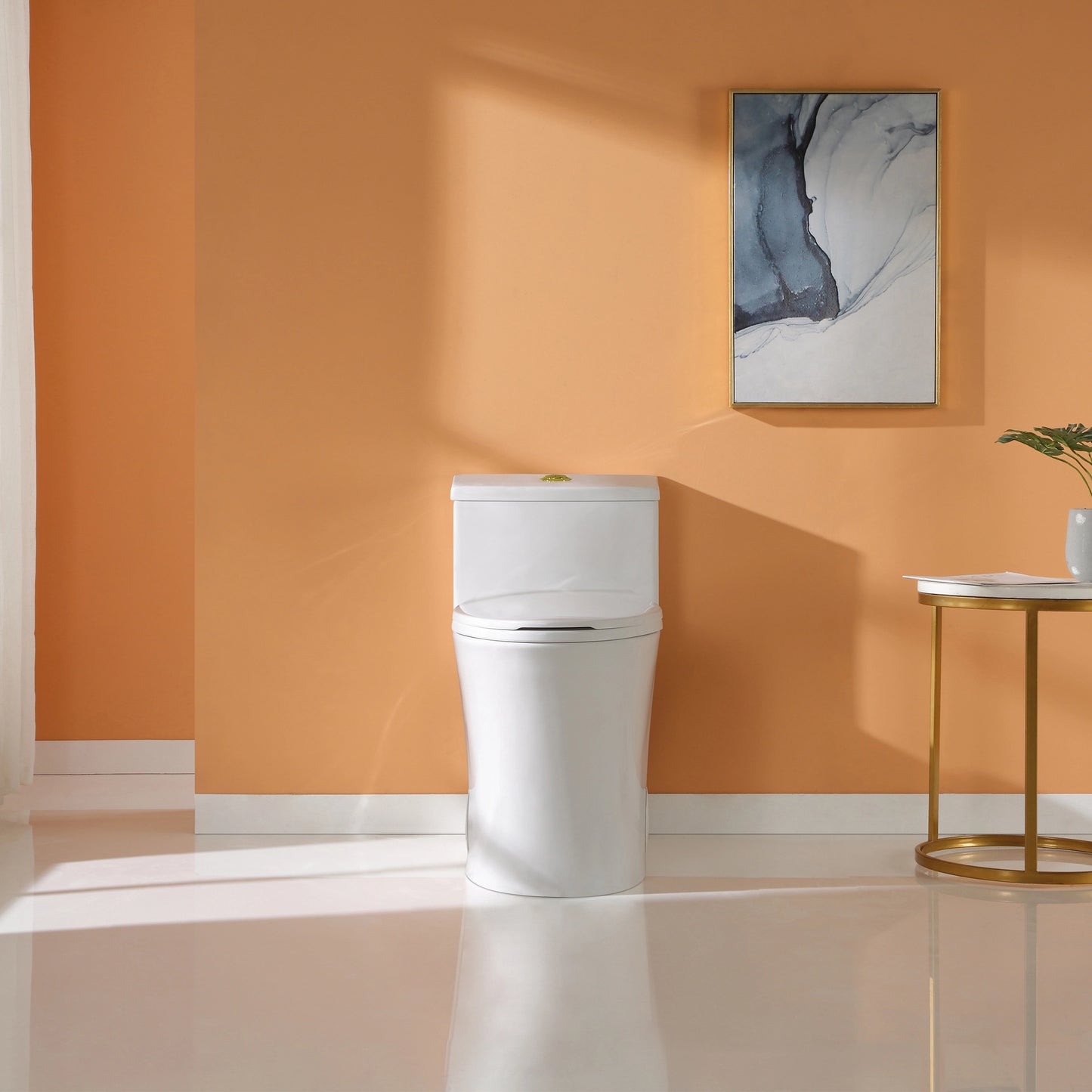 HOROW T0338W-G One Piece Toilet with Golden Button