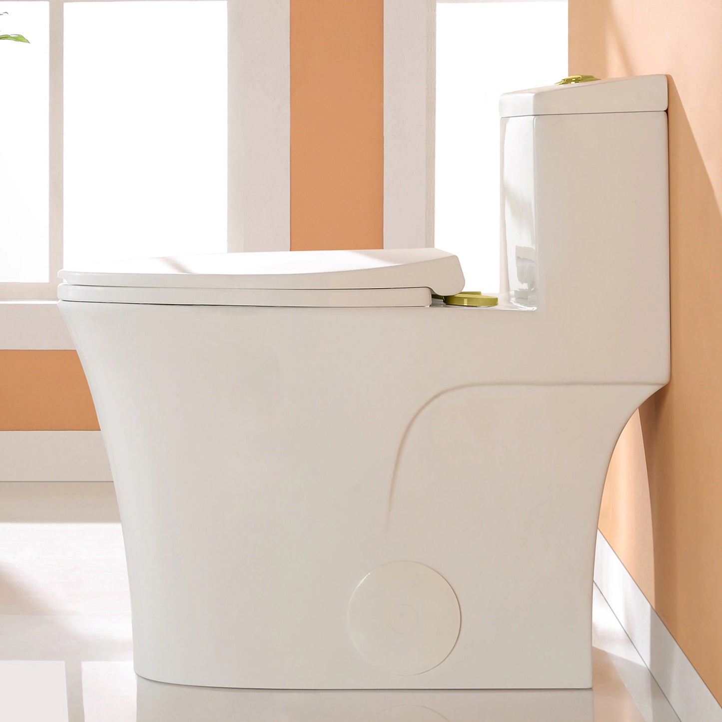 HOROW T0338W-G One Piece Toilet with Golden Button